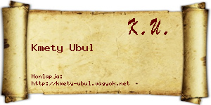 Kmety Ubul névjegykártya